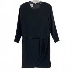 Jeannene Booher Black Layered Shoulder Pad Dress | Size 12
